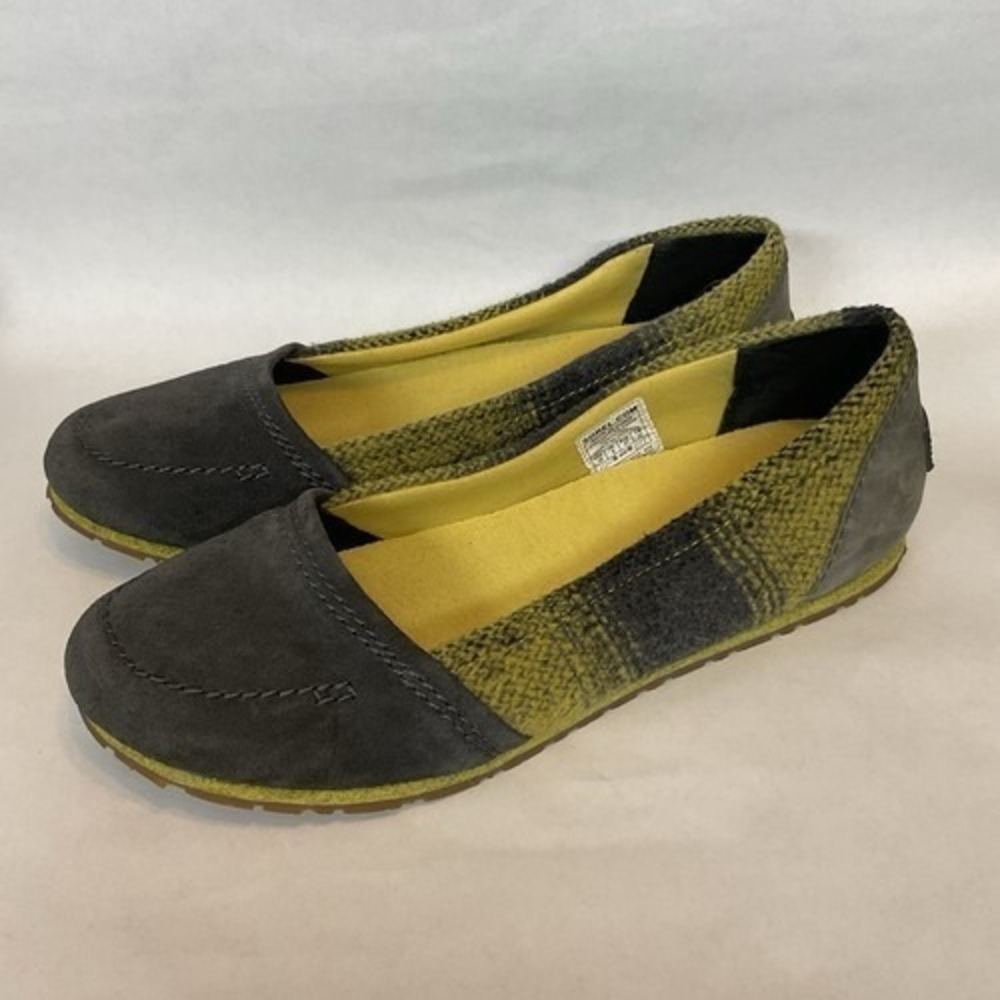 Sorel NL2031 Gray/Yellow Yaquine Moc Slip On Loafer Women 10 China Leather Knit